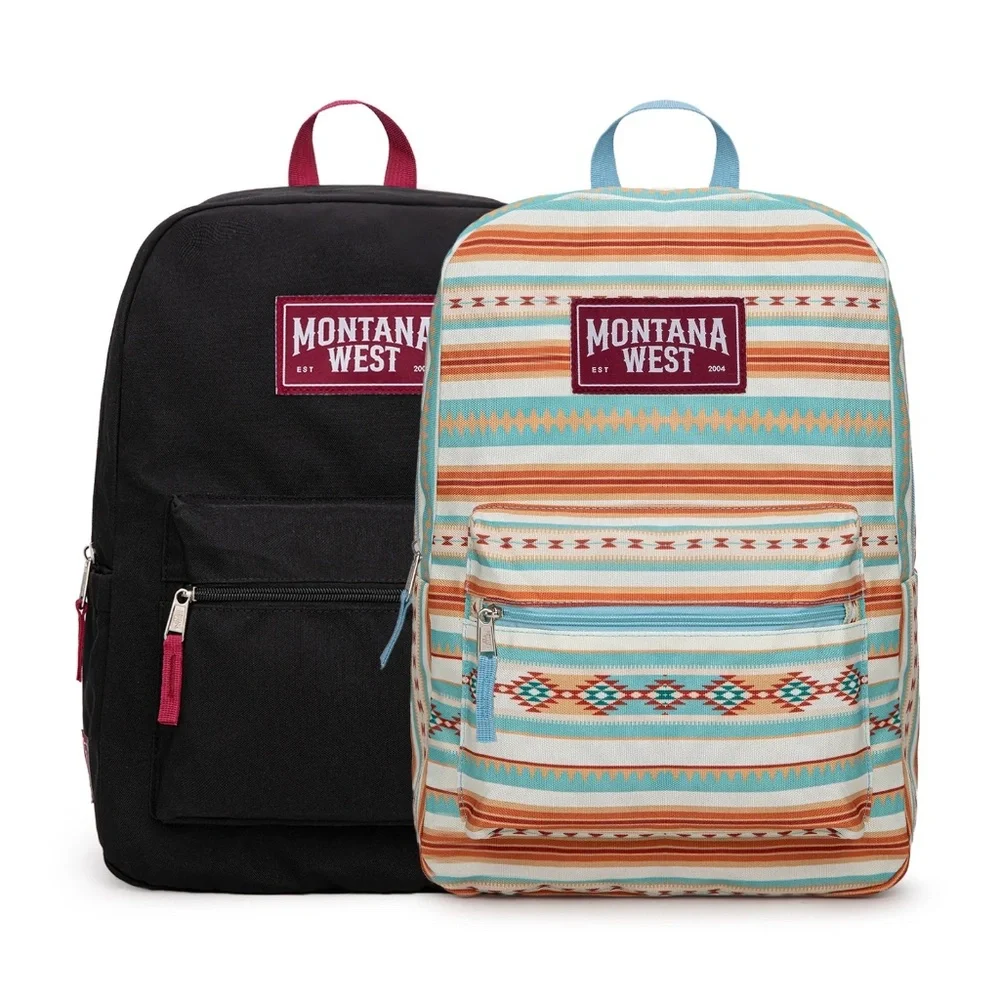 Montana West Serape Aztec Print Backpack -2Pcs Set - Blue